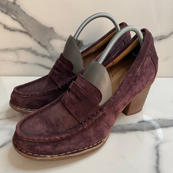 Clarks Unstructured Women's Purple Suede Carleta Belle Penny Loafers Sz 9.5 Y2K - Picture 5 of 9